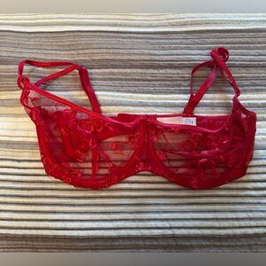 Victoria's Secret Red Sheer Lace Underwire Balconette